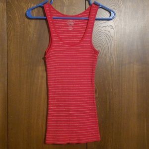 Red glittery striped tank top
